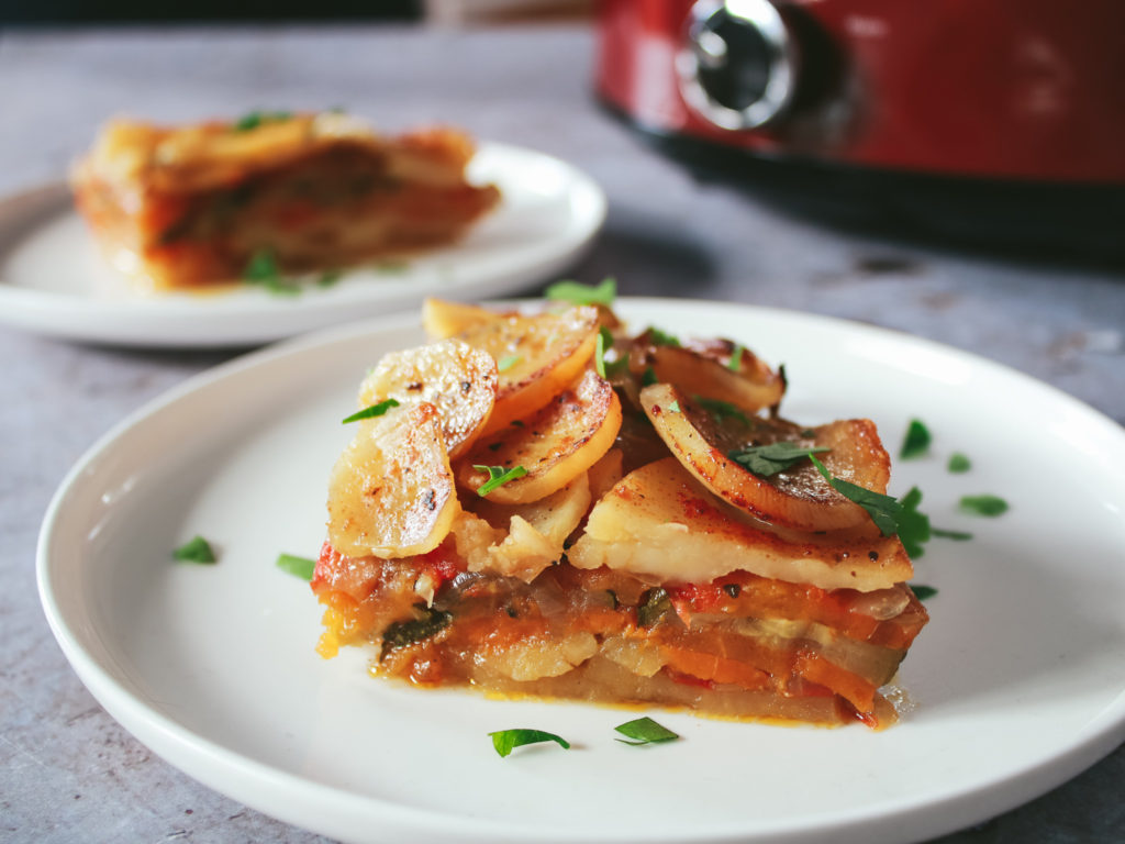 Milhojas de verduras con olla lenta